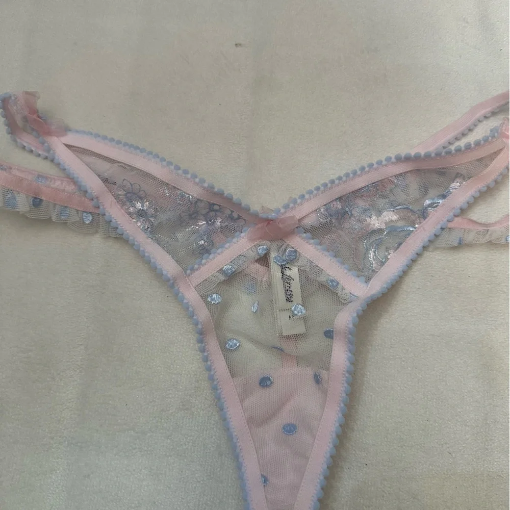 New! For Love And Lemons delicate foil floral Pink Sheer Panties 51360_7
